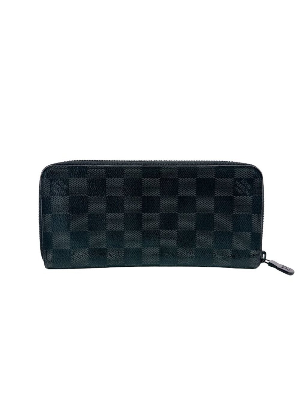 Louis Vuitton Damier Graphite Zippy Wallet Vertical Utility Leather Black Red